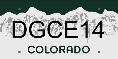 DGCE14 Colorado License Plate