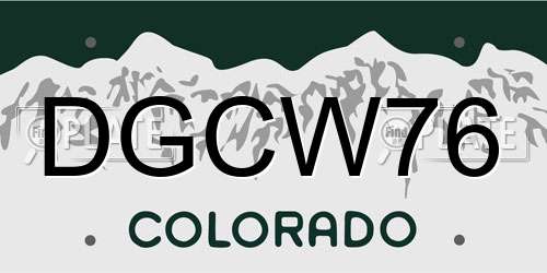 DGCW76 Colorado License Plate