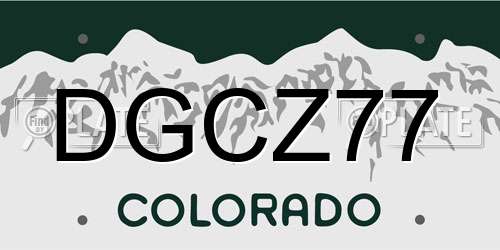 DGCZ77 Colorado License Plate