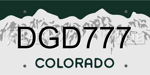 DGD777 Colorado License Plate