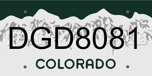 DGD8081 Colorado License Plate