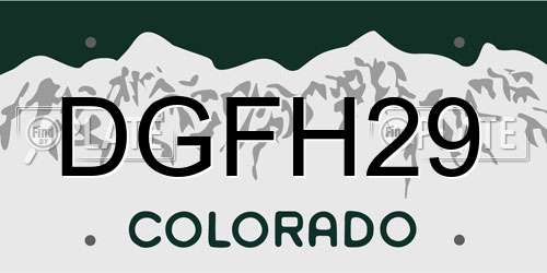 DGFH29 Colorado License Plate