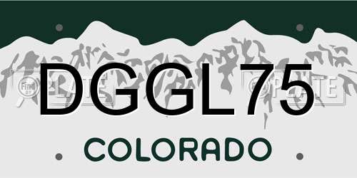 DGGL75 Colorado License Plate