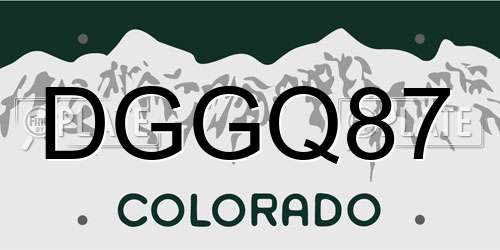 DGGQ87 Colorado License Plate
