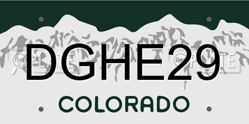DGHE29 Colorado License Plate