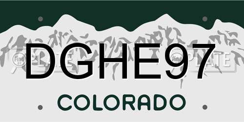DGHE97 Colorado License Plate