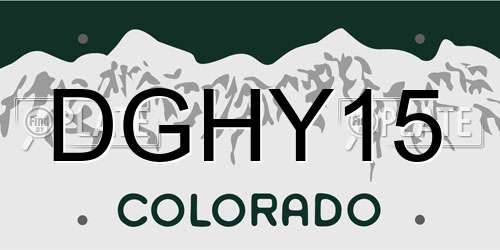 DGHY15 Colorado License Plate