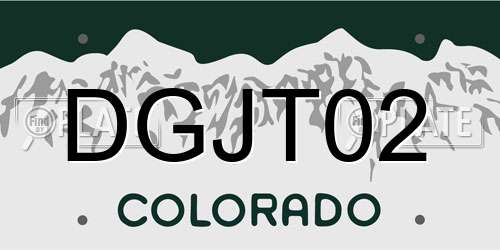 DGJT02 Colorado License Plate