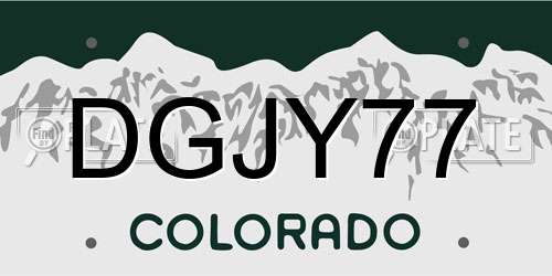 DGJY77 Colorado License Plate