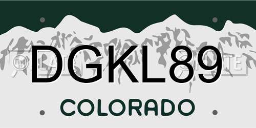 DGKL89 Colorado License Plate