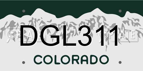 DGL311 Colorado License Plate