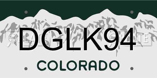 DGLK94 Colorado License Plate