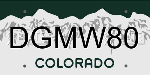 DGMW80 Colorado License Plate