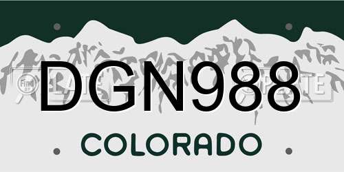 DGN988 Colorado License Plate