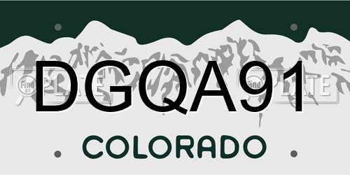 DGQA91 Colorado License Plate