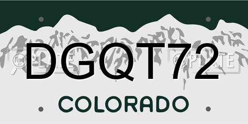 DGQT72 Colorado License Plate