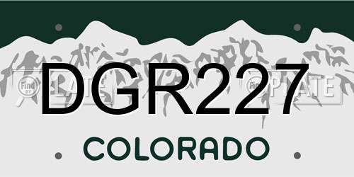 DGR227 Colorado License Plate