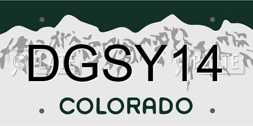 DGSY14 Colorado License Plate