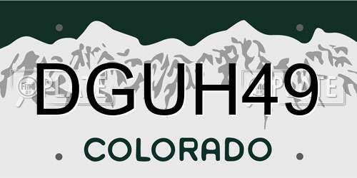 DGUH49 Colorado License Plate