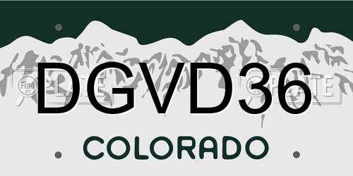 DGVD36 Colorado License Plate
