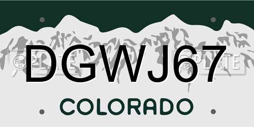 DGWJ67 Colorado License Plate