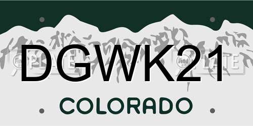 DGWK21 Colorado License Plate