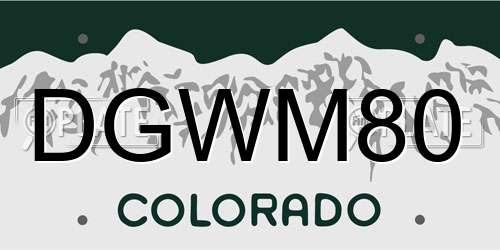 DGWM80 Colorado License Plate