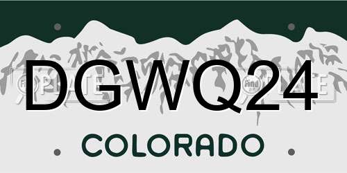 DGWQ24 Colorado License Plate