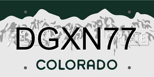 DGXN77 Colorado License Plate