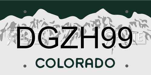 DGZH99 Colorado License Plate