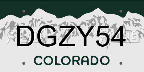 DGZY54 Colorado License Plate