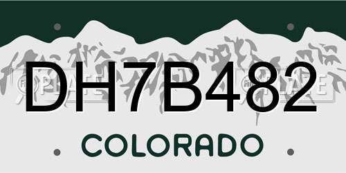DH7B482 Colorado License Plate