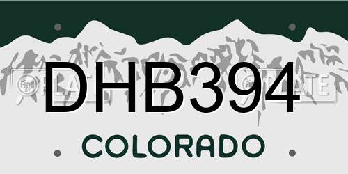 DHB394 Colorado License Plate