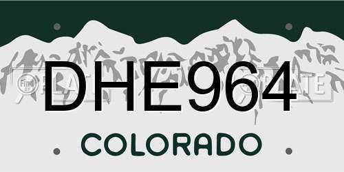 DHE964 Colorado License Plate