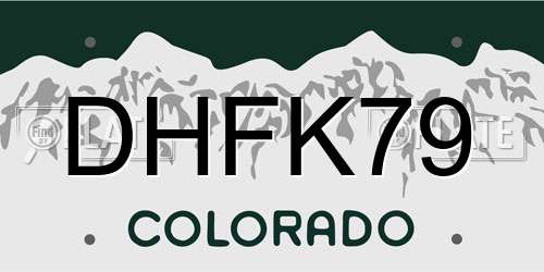 DHFK79 Colorado License Plate