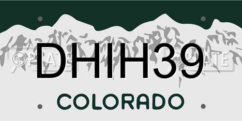 DHIH39 Colorado License Plate