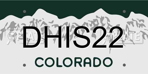 DHIS22 Colorado License Plate