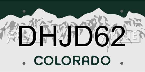 DHJD62 Colorado License Plate