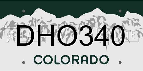 DHO340 Colorado License Plate