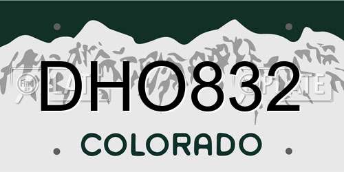 DHO832 Colorado License Plate