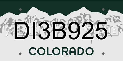 DI3B925 Colorado License Plate