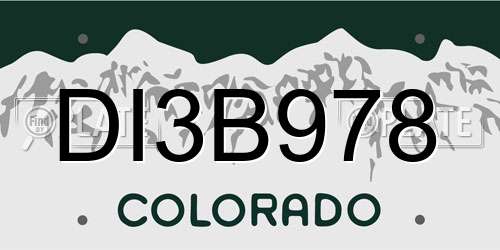 DI3B978 Colorado License Plate