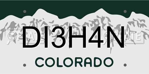 DI3H4N Colorado License Plate