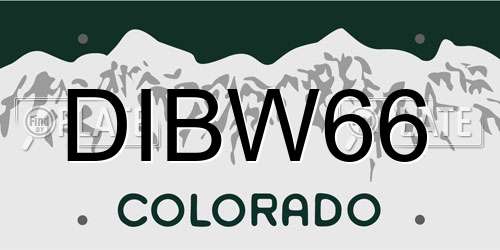 DIBW66 Colorado License Plate