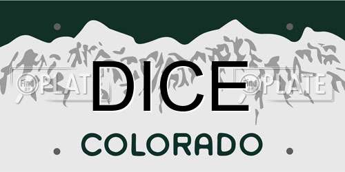 DICE Colorado License Plate