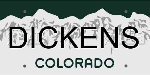 DICKENS Colorado License Plate