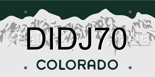 DIDJ70 Colorado License Plate