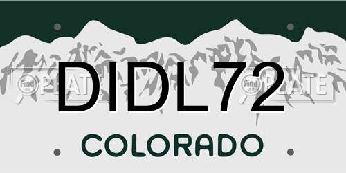 DIDL72 Colorado License Plate