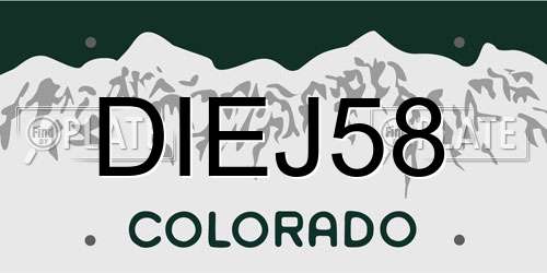 DIEJ58 Colorado License Plate
