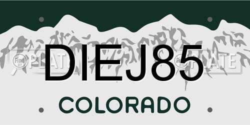 DIEJ85 Colorado License Plate